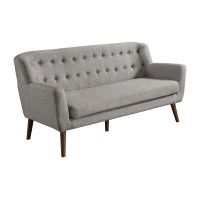 OSP Home Furnishings MLL53-M59 Mill Lane Mid-Century Modern 68” Tufted Sofa in Cement Fabric